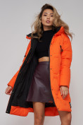 Оптом Пальто утепленное молодежное зимнее женское оранжевого цвета 589899O, фото 20