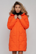 Оптом Пальто утепленное молодежное зимнее женское оранжевого цвета 589899O в Самаре, фото 22