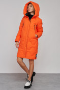 Оптом Пальто утепленное молодежное зимнее женское оранжевого цвета 589899O в Самаре, фото 6