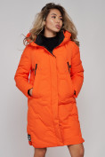 Оптом Пальто утепленное молодежное зимнее женское оранжевого цвета 589899O в Нижнем Новгороде, фото 8