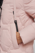 Оптом Пальто утепленное молодежное зимнее женское розового цвета 589899R в Сочи, фото 13