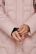 Оптом Пальто утепленное молодежное зимнее женское розового цвета 589899R, фото 15