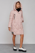 Оптом Пальто утепленное молодежное зимнее женское розового цвета 589899R, фото 8