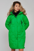 Оптом Пальто утепленное молодежное зимнее женское зеленого цвета 589899Z, фото 17