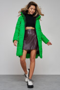 Оптом Пальто утепленное молодежное зимнее женское зеленого цвета 589899Z в Сочи, фото 20