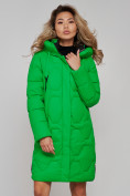 Оптом Пальто утепленное молодежное зимнее женское зеленого цвета 589899Z, фото 5