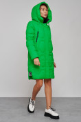 Оптом Пальто утепленное молодежное зимнее женское зеленого цвета 589899Z в Новосибирске, фото 7