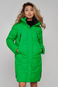 Оптом Пальто утепленное молодежное зимнее женское зеленого цвета 589899Z, фото 9