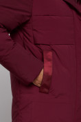 Оптом Пальто утепленное молодежное зимнее женское бордового цвета 59018Bo, фото 13