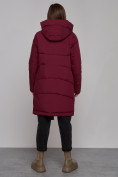 Оптом Пальто утепленное молодежное зимнее женское бордового цвета 59018Bo, фото 4