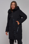 Оптом Пальто утепленное молодежное зимнее женское черного цвета 59018Ch, фото 19