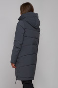 Оптом Пальто утепленное молодежное зимнее женское темно-серого цвета 59018TC, фото 7