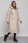 Оптом Пальто утепленное молодежное зимнее женское бежевого цвета 59120B, фото 2