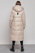 Оптом Пальто утепленное молодежное зимнее женское бежевого цвета 59120B, фото 4