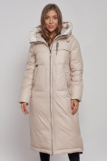 Оптом Пальто утепленное молодежное зимнее женское бежевого цвета 59120B в Томске, фото 5