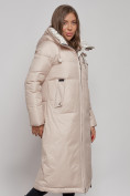 Оптом Пальто утепленное молодежное зимнее женское бежевого цвета 59120B, фото 7