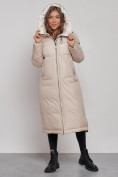 Оптом Пальто утепленное молодежное зимнее женское бежевого цвета 59120B в Волгоградке, фото 9