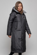Оптом Пальто утепленное молодежное зимнее женское черного цвета 59120Ch, фото 7