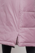 Оптом Пальто утепленное молодежное зимнее женское фиолетового цвета 59120F в Перми, фото 12
