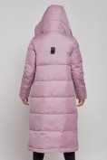 Оптом Пальто утепленное молодежное зимнее женское фиолетового цвета 59120F в Волгоградке, фото 14