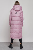 Оптом Пальто утепленное молодежное зимнее женское фиолетового цвета 59120F в Омске, фото 4