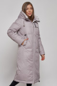 Оптом Пальто утепленное молодежное зимнее женское серого цвета 59120Sr в Волгоградке, фото 7