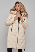 Оптом Пальто утепленное молодежное зимнее женское бежевого цвета 59121B, фото 16