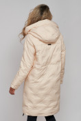 Оптом Пальто утепленное молодежное зимнее женское бежевого цвета 59121B, фото 19