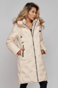 Оптом Пальто утепленное молодежное зимнее женское бежевого цвета 59121B в Екатеринбурге, фото 21