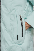 Оптом Пальто утепленное молодежное зимнее женское бирюзового цвета 59121Br в Перми, фото 10
