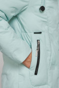 Оптом Пальто утепленное молодежное зимнее женское бирюзового цвета 59121Br, фото 11