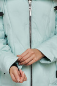 Оптом Пальто утепленное молодежное зимнее женское бирюзового цвета 59121Br в Волгоградке, фото 12