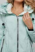 Оптом Пальто утепленное молодежное зимнее женское бирюзового цвета 59121Br, фото 13