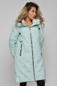 Оптом Пальто утепленное молодежное зимнее женское бирюзового цвета 59121Br, фото 20