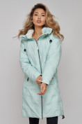 Оптом Пальто утепленное молодежное зимнее женское бирюзового цвета 59121Br, фото 21