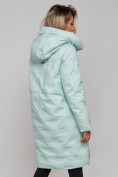 Оптом Пальто утепленное молодежное зимнее женское бирюзового цвета 59121Br в Воронеже, фото 22