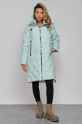 Оптом Пальто утепленное молодежное зимнее женское бирюзового цвета 59121Br в Сочи, фото 5