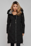 Оптом Пальто утепленное молодежное зимнее женское черного цвета 59121Ch в Волгоградке, фото 10