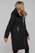 Оптом Пальто утепленное молодежное зимнее женское черного цвета 59121Ch в  Красноярске, фото 11