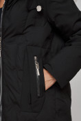 Оптом Пальто утепленное молодежное зимнее женское черного цвета 59121Ch, фото 12
