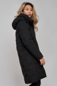 Оптом Пальто утепленное молодежное зимнее женское черного цвета 59121Ch в Перми, фото 22