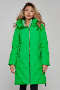 Оптом Пальто утепленное молодежное зимнее женское зеленого цвета 59121Z, фото 10