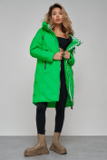 Оптом Пальто утепленное молодежное зимнее женское зеленого цвета 59121Z, фото 16