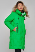 Оптом Пальто утепленное молодежное зимнее женское зеленого цвета 59121Z в Челябинске, фото 19