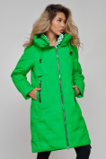 Оптом Пальто утепленное молодежное зимнее женское зеленого цвета 59121Z, фото 20