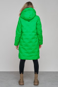 Оптом Пальто утепленное молодежное зимнее женское зеленого цвета 59121Z, фото 4