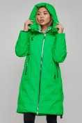 Оптом Пальто утепленное молодежное зимнее женское зеленого цвета 59121Z в Санкт-Петербурге, фото 5