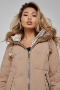 Оптом Пальто утепленное молодежное зимнее женское бежевого цвета 59122B в Сочи, фото 14