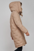 Оптом Пальто утепленное молодежное зимнее женское бежевого цвета 59122B в Екатеринбурге, фото 18
