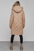 Оптом Пальто утепленное молодежное зимнее женское бежевого цвета 59122B в  Красноярске, фото 4
